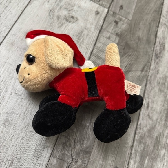 Dan Dee Other - Dan Dee Cream PUPPY DOG In Santa Suit Christmas Stuffed Animal Plush Toy Vintage